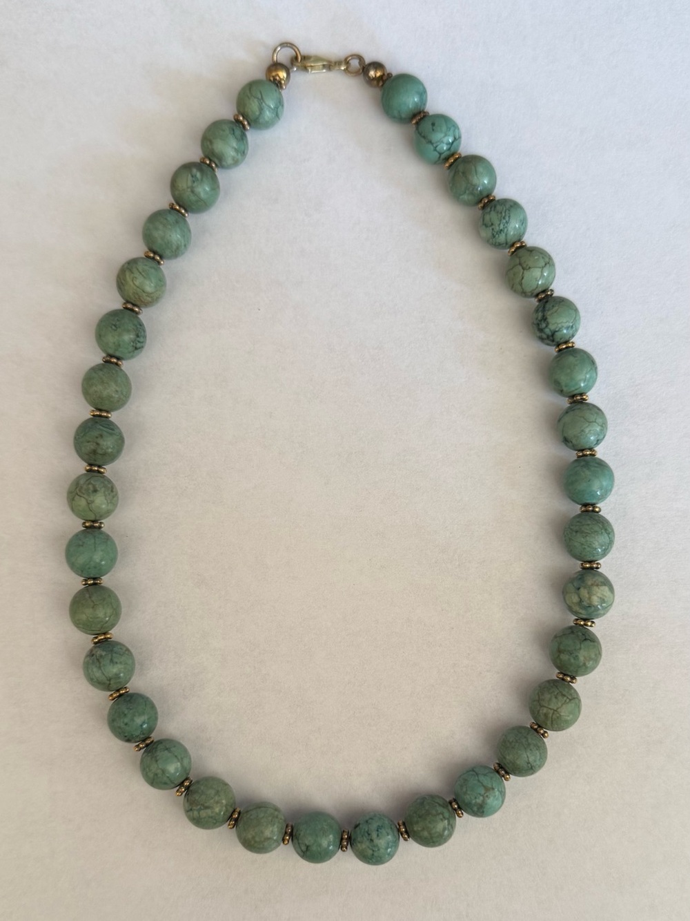 Navajo green turquoise necklace with brass accents - like new